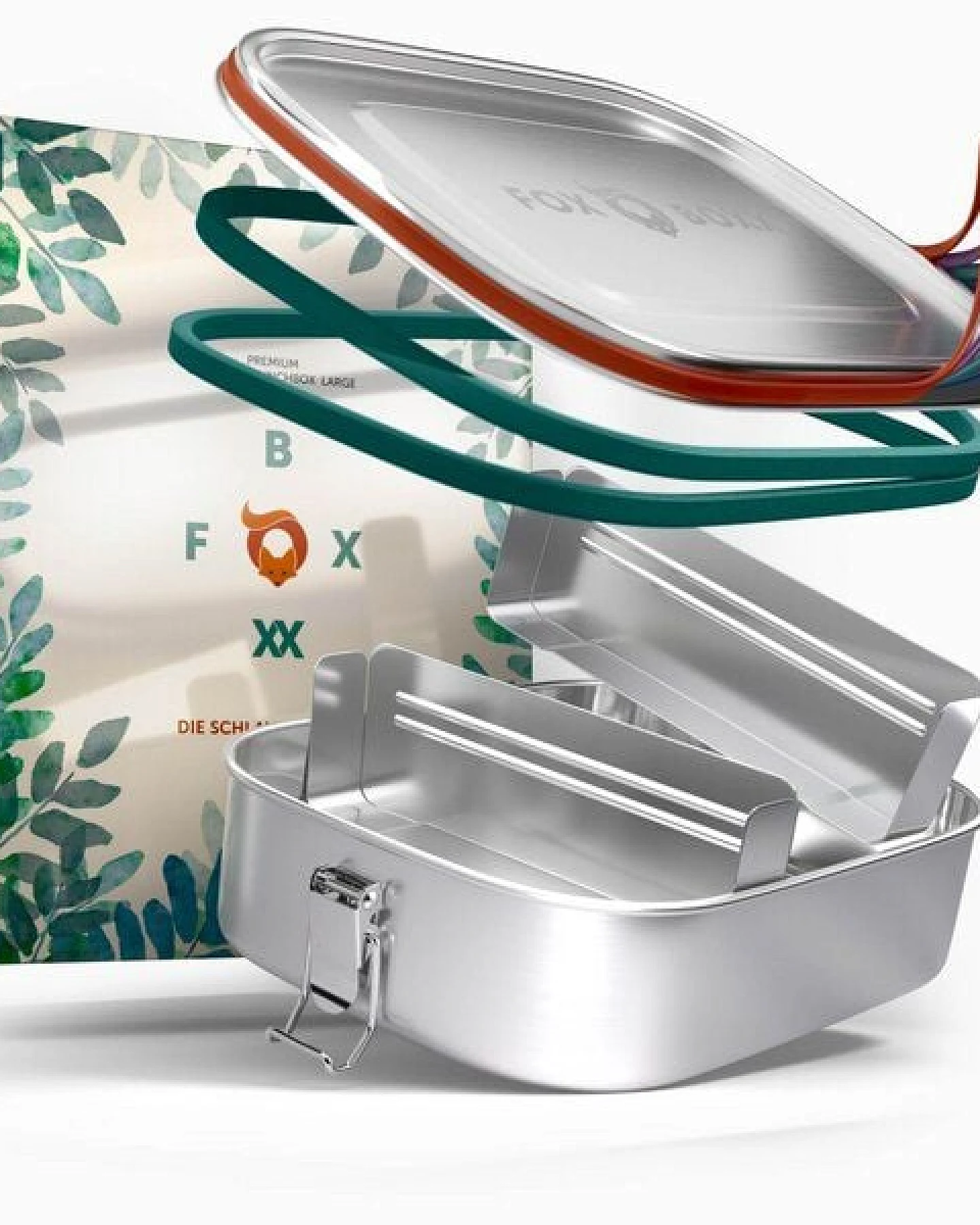ÖKO Edelstahl Brotdose FOXBOXX 2 Trenner – Ansicht 4
