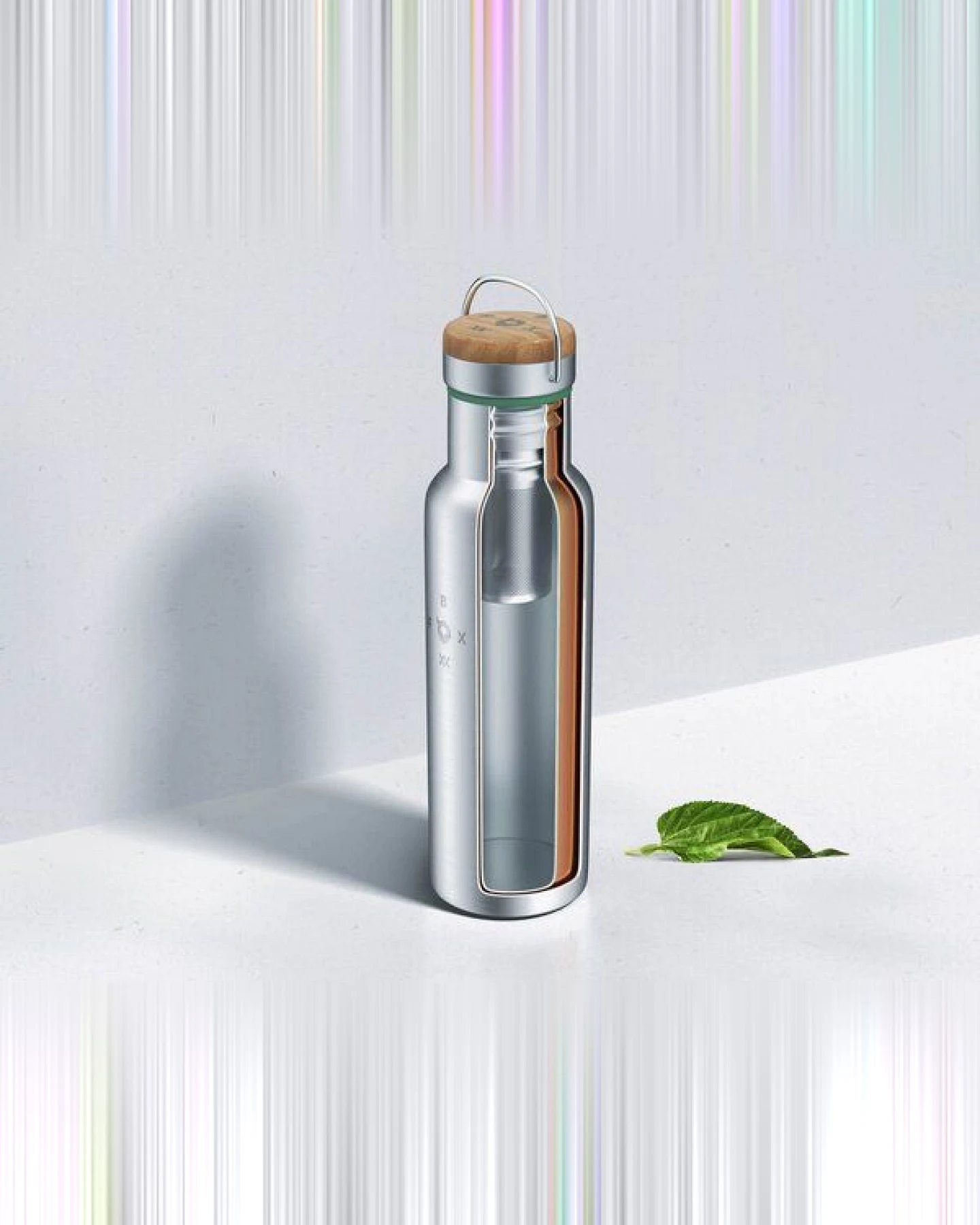 ÖKO FOXBOXX Flasche isol. matt - 350ml - 1000ml Teesieb & Sportcap Bürste Karabiner – Ansicht 3