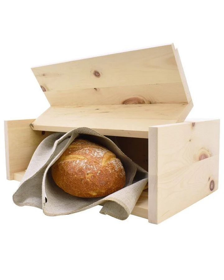 4betterdays Brotkasten Zirbenholz inkl. Zirbenholz-Gitter & Bäckerleinen