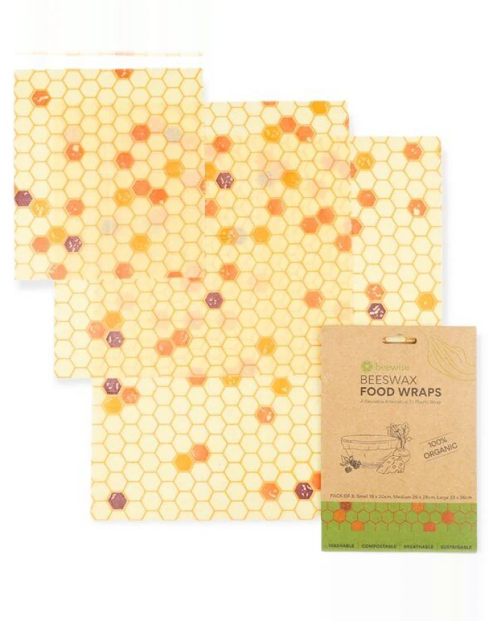 Beewise Bienenwachstücher 3er Set aus 100% BIO-Baumwolle