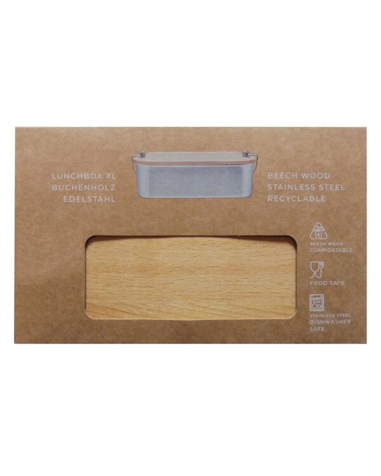 Cameleon Pack XL Edelstahl Lunchbox mit Deckel aus heimischem Buchen Holz – Ansicht 2