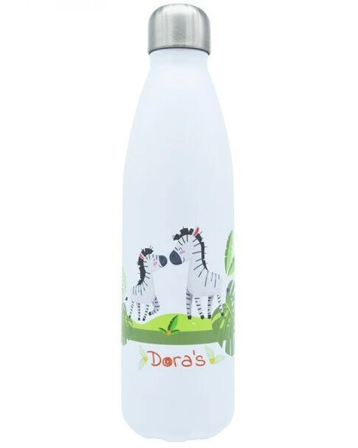Dora's Dora’s Edelstahl-Thermoflasche "Zebra" (500ml) – Vakuumisoliert – Doppelwandig