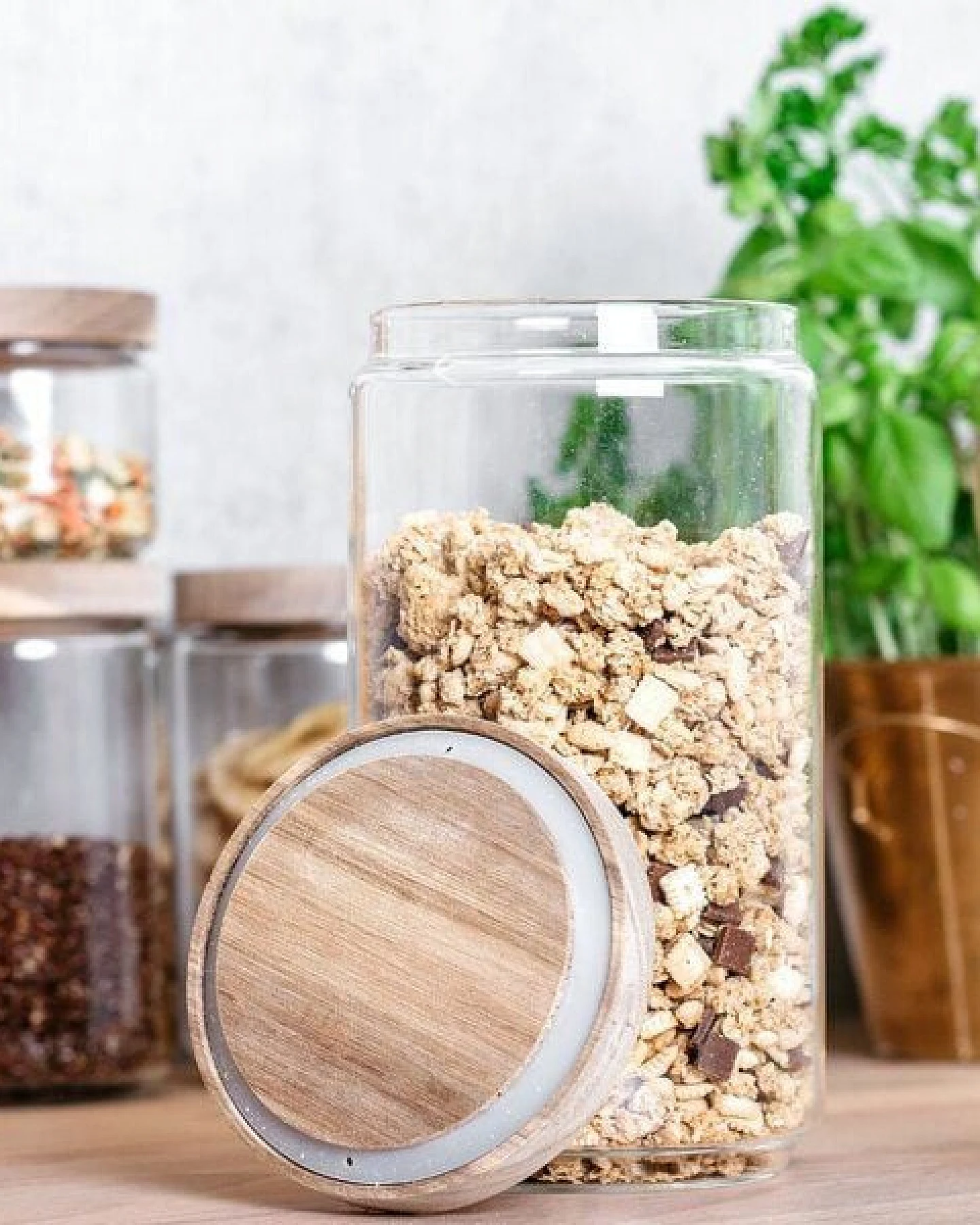 Econovo Große Vorratsgläser mit Holzdeckel – Ansicht 3