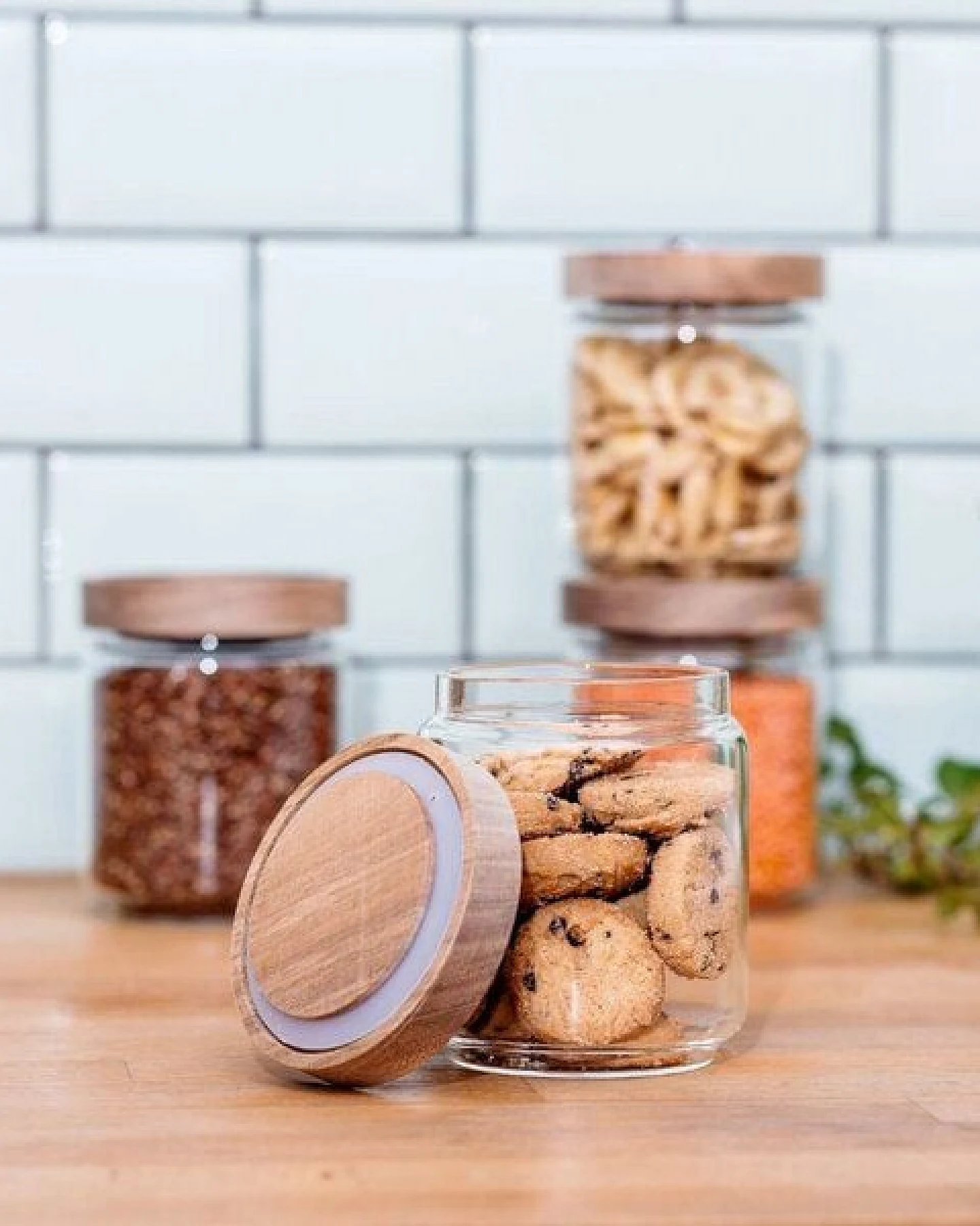 Econovo Vorratsgläser mit Holzdeckel – Ansicht 3