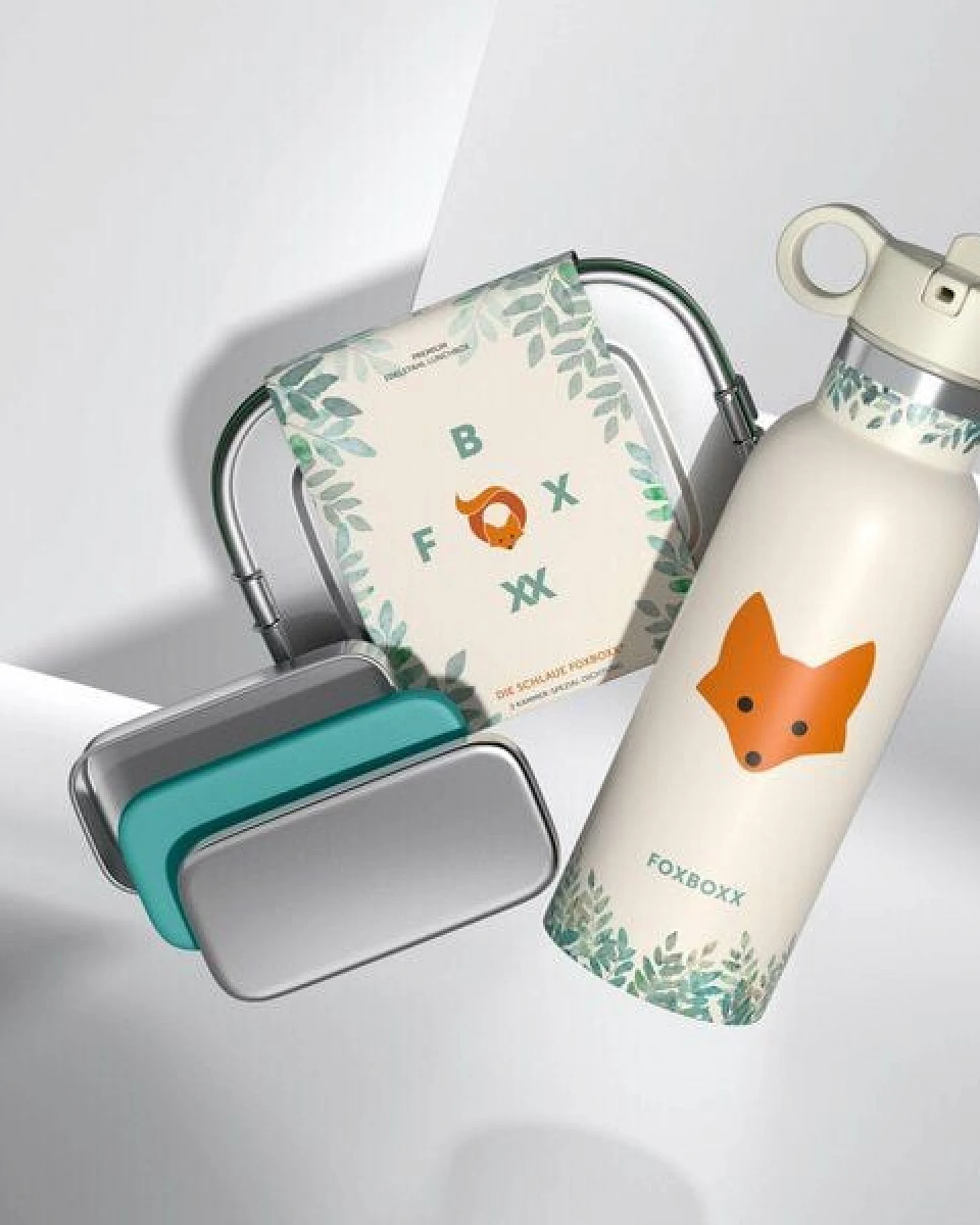 FOXBOXX Schulset,- FOX Special Lunchbox 800/1200ml Edelstahl, SnackBox, Flasche – Ansicht 2