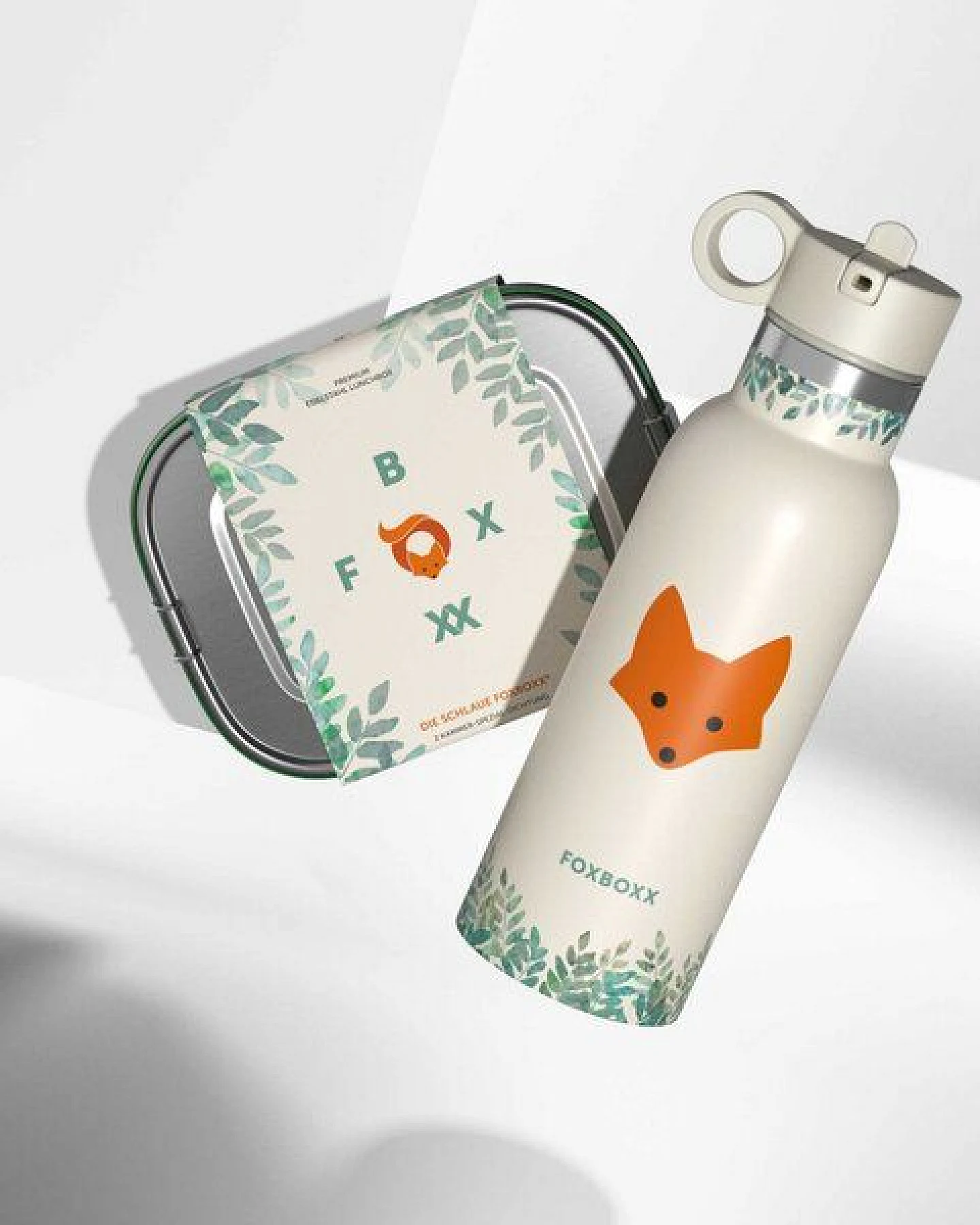 FOXBOXX ÖKO Kinderset,- FOX Flasche 0,35 / 0,5 / 0,75 + Edelstahl Lunchbox 800/1200ml – Ansicht 2