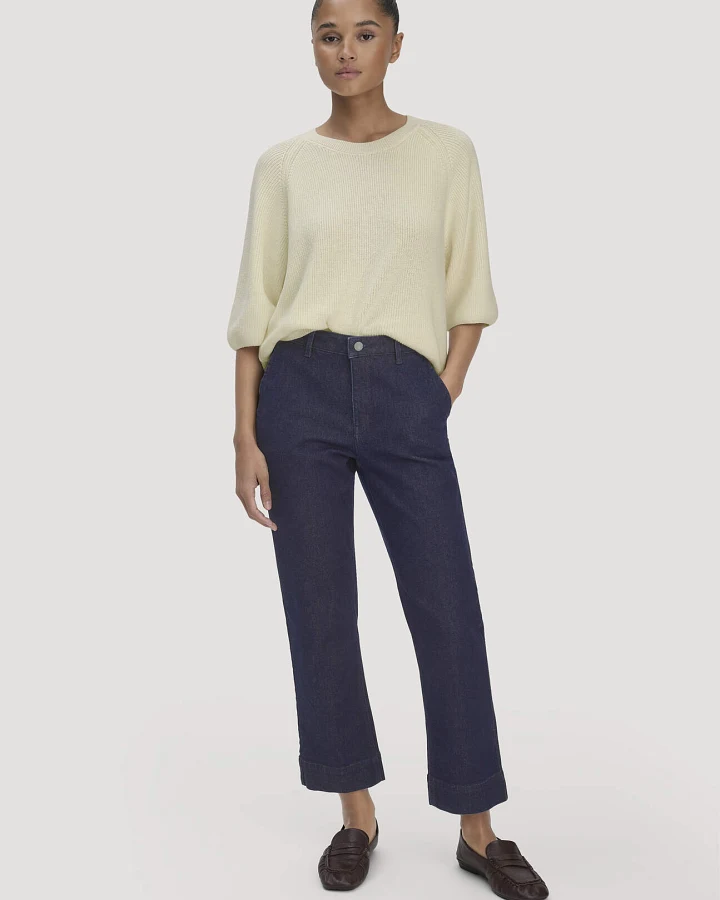 hessnatur Damen Jeans ELENY Culotte Straight Leg BETTER RECYCLED aus Bio-Denim - blau - Größe 25/29