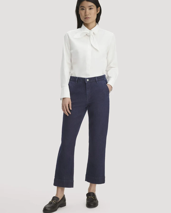 Produktseite: hessnatur Damen Jeans ELENY Culotte Straight Leg aus Bio-Denim mit Recyclinganteil - blau - Größe 25/29