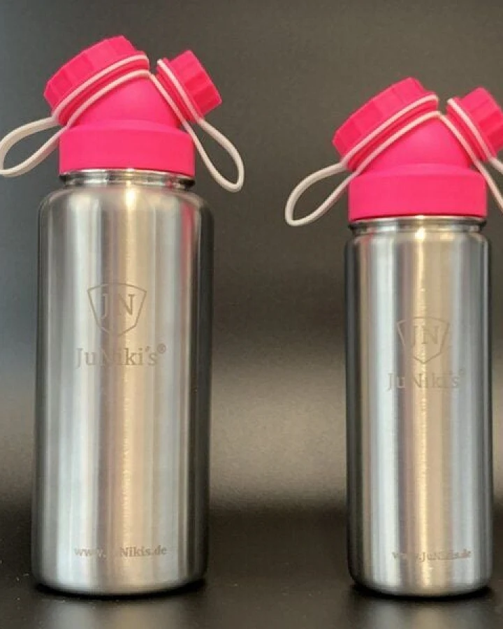 JN JuNiki's Set JuNiki´s® eco line isolierte Edelstahl Trinkflaschen 550ml + 1 L Pink/Weiss