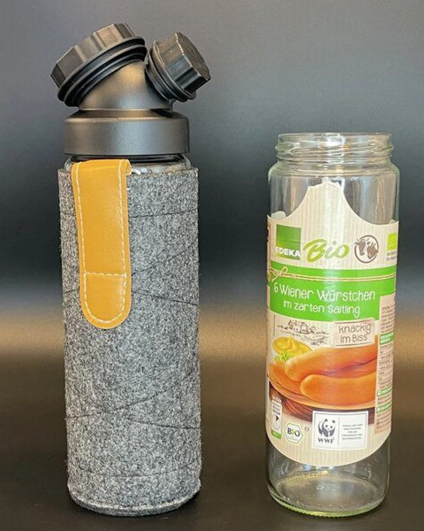 JN JuNiki's Set: JuNiki´s Würstchen® Verschluss + Filzhülle grau – Ansicht 2