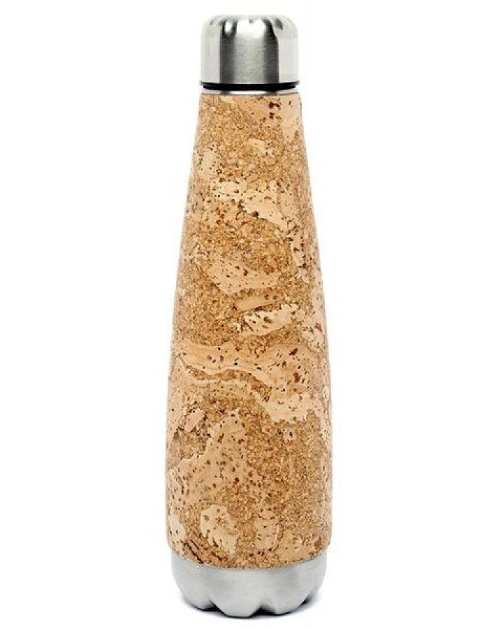 Kork-Deko Trinkflasche aus Edelstahl mit Kork-Mantel, 600 ml