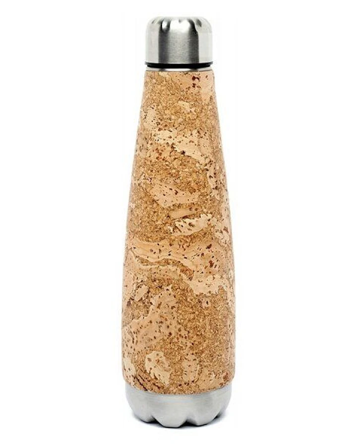 Kork-Deko Trinkflasche aus Edelstahl mit Kork-Mantel, 600 ml