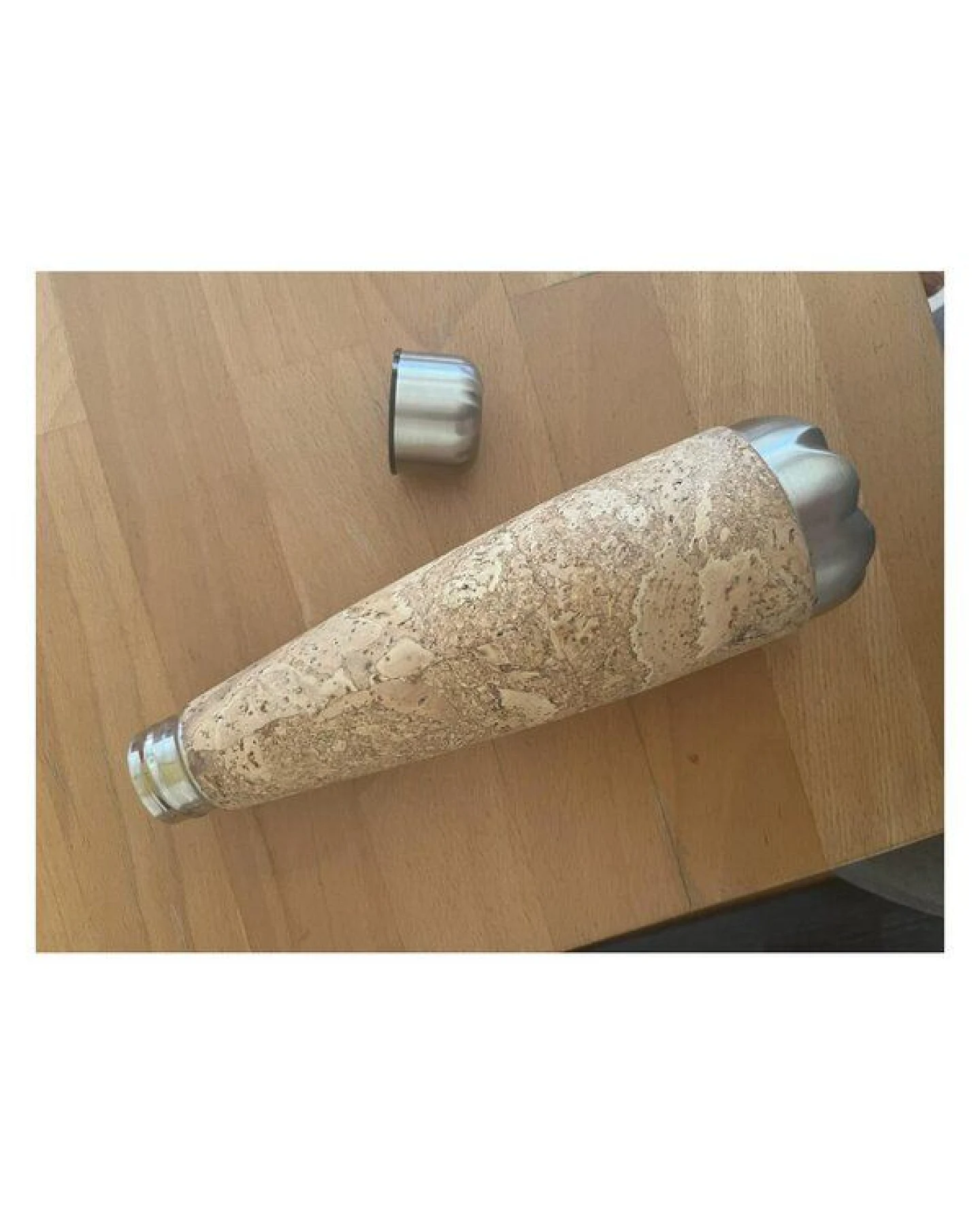 Kork-Deko Trinkflasche aus Edelstahl mit Kork-Mantel, 600 ml – Ansicht 3