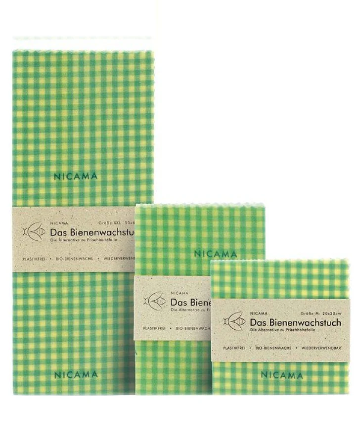 NICAMA Bienenwachstücher 3er Set (M + L + XXL)