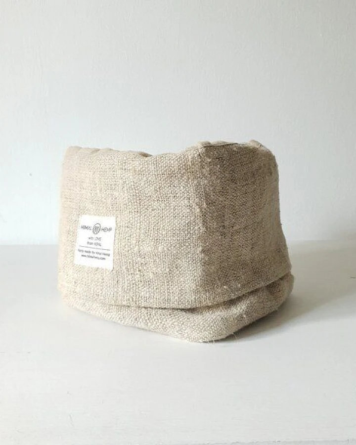 Textiler Brotkorb / Brotbeutel aus wildem Hanf / Brotkörbchen von Himal Hemp