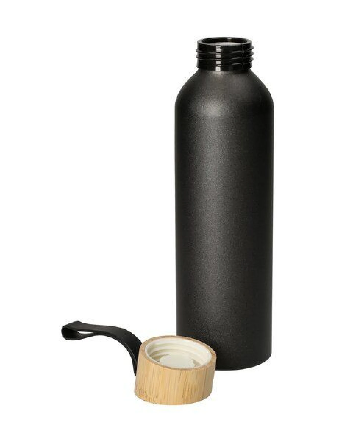elasto Aluminiumflasche "Bamboo" 0,6 l leicht - Flasche mit Bambusdeckel – Ansicht 2