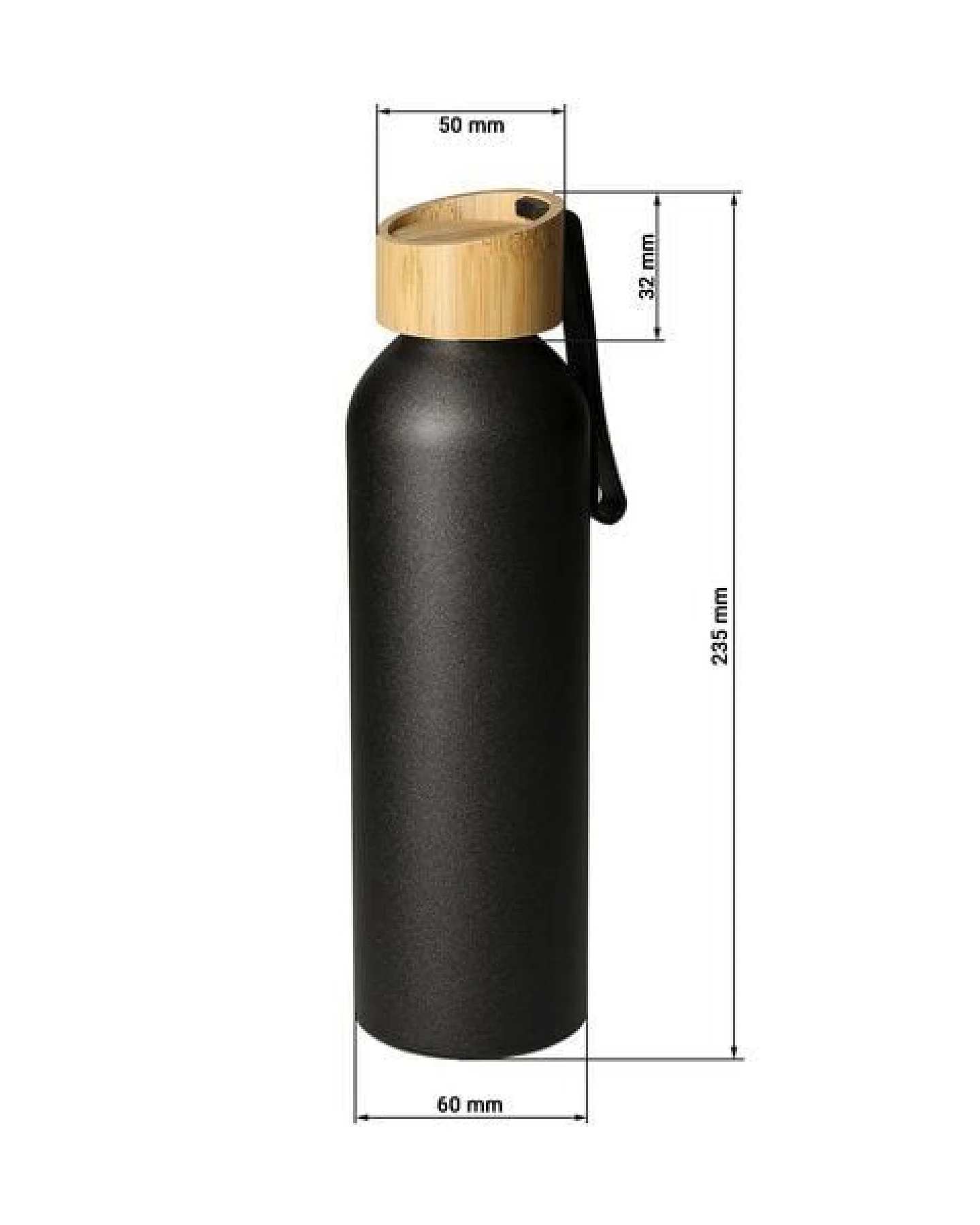 elasto Aluminiumflasche "Bamboo" 0,6 l leicht - Flasche mit Bambusdeckel – Ansicht 3