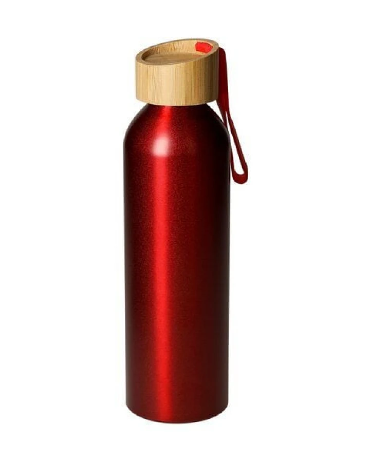 elasto Aluminiumflasche "Bamboo" 0,6 l leicht - Flasche mit Bambusdeckel