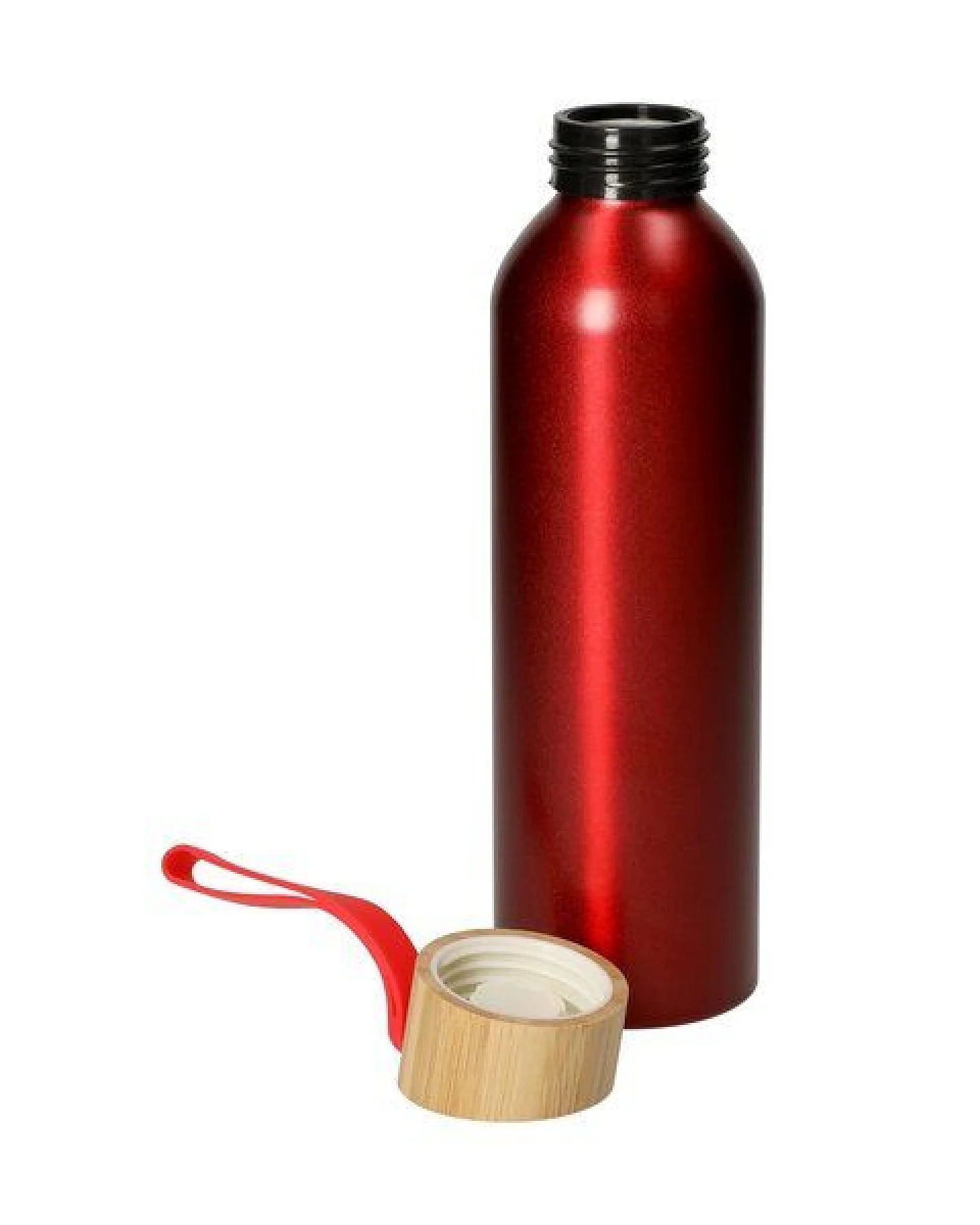 elasto Aluminiumflasche "Bamboo" 0,6 l leicht - Flasche mit Bambusdeckel – Ansicht 2