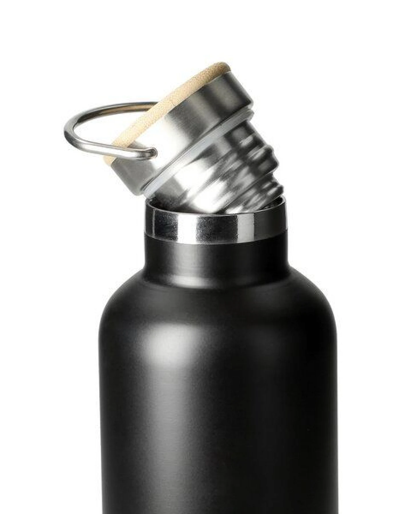 elasto Edelstahl Isolierflasche "Cascada" - Flasche mit Bambusdeckel & Griff – Ansicht 2
