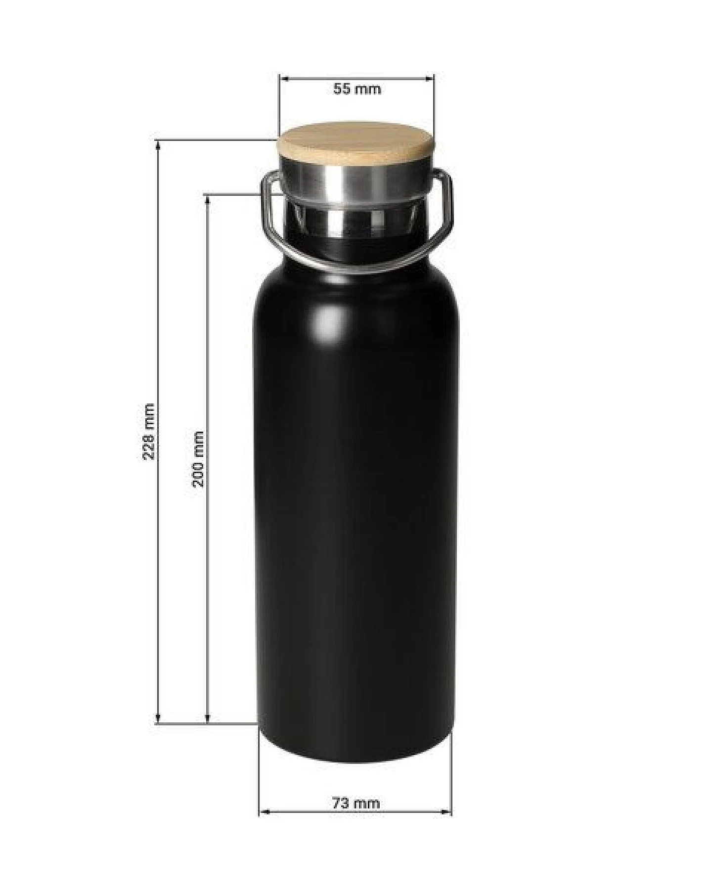 elasto Edelstahl Isolierflasche "Cascada" - Flasche mit Bambusdeckel & Griff – Ansicht 3