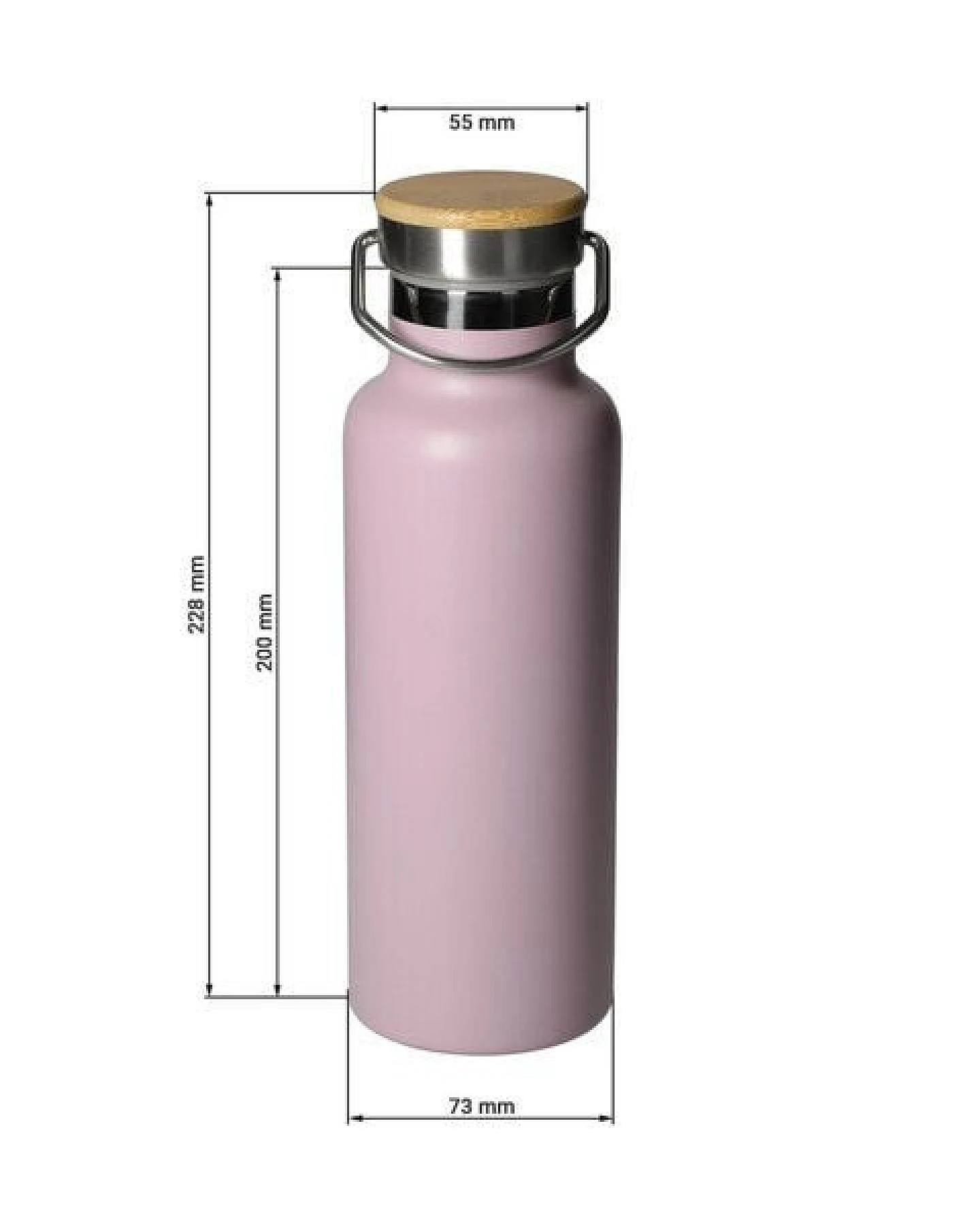 elasto Edelstahl Isolierflasche "Cascada" - Flasche mit Bambusdeckel & Griff – Ansicht 3
