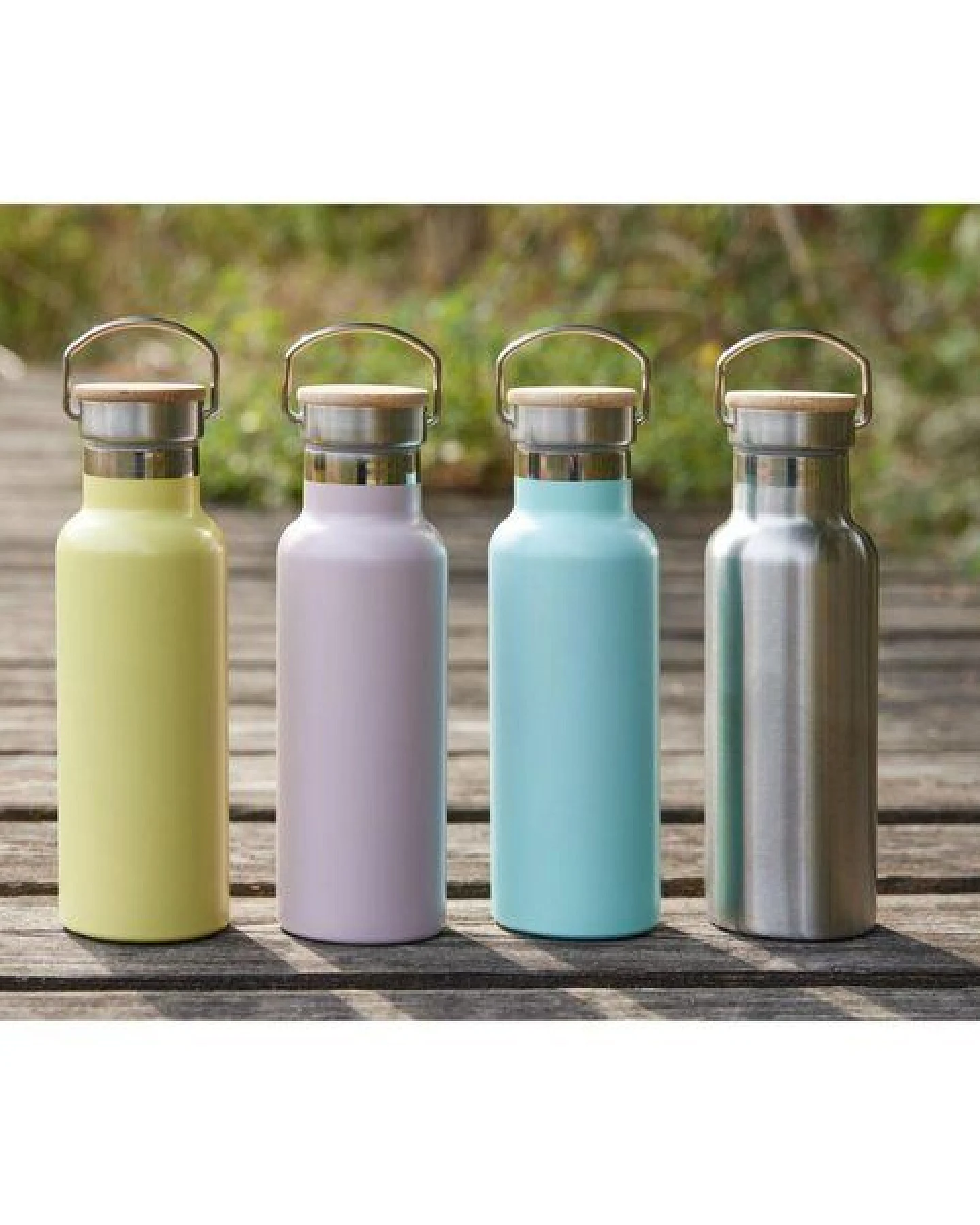 elasto Edelstahl Isolierflasche "Cascada" - Flasche mit Bambusdeckel & Griff – Ansicht 4