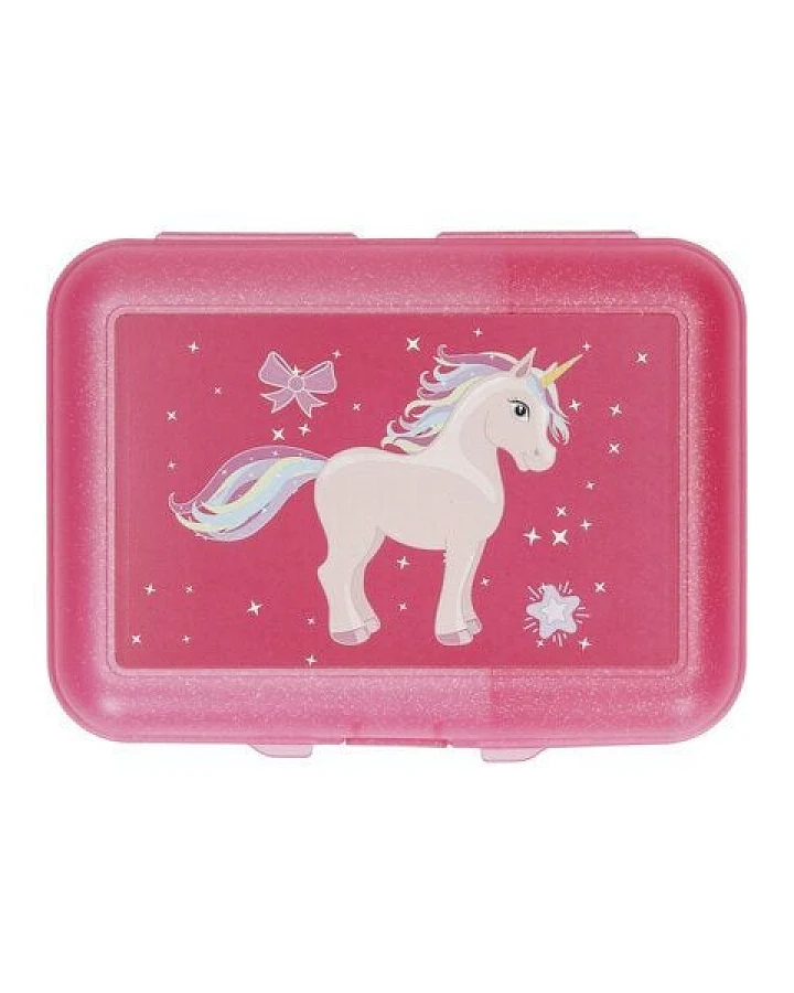 elasto Einhorn Dose - Glitzer Brotzeitbox mit Trennfach spülmaschinengeeignet
