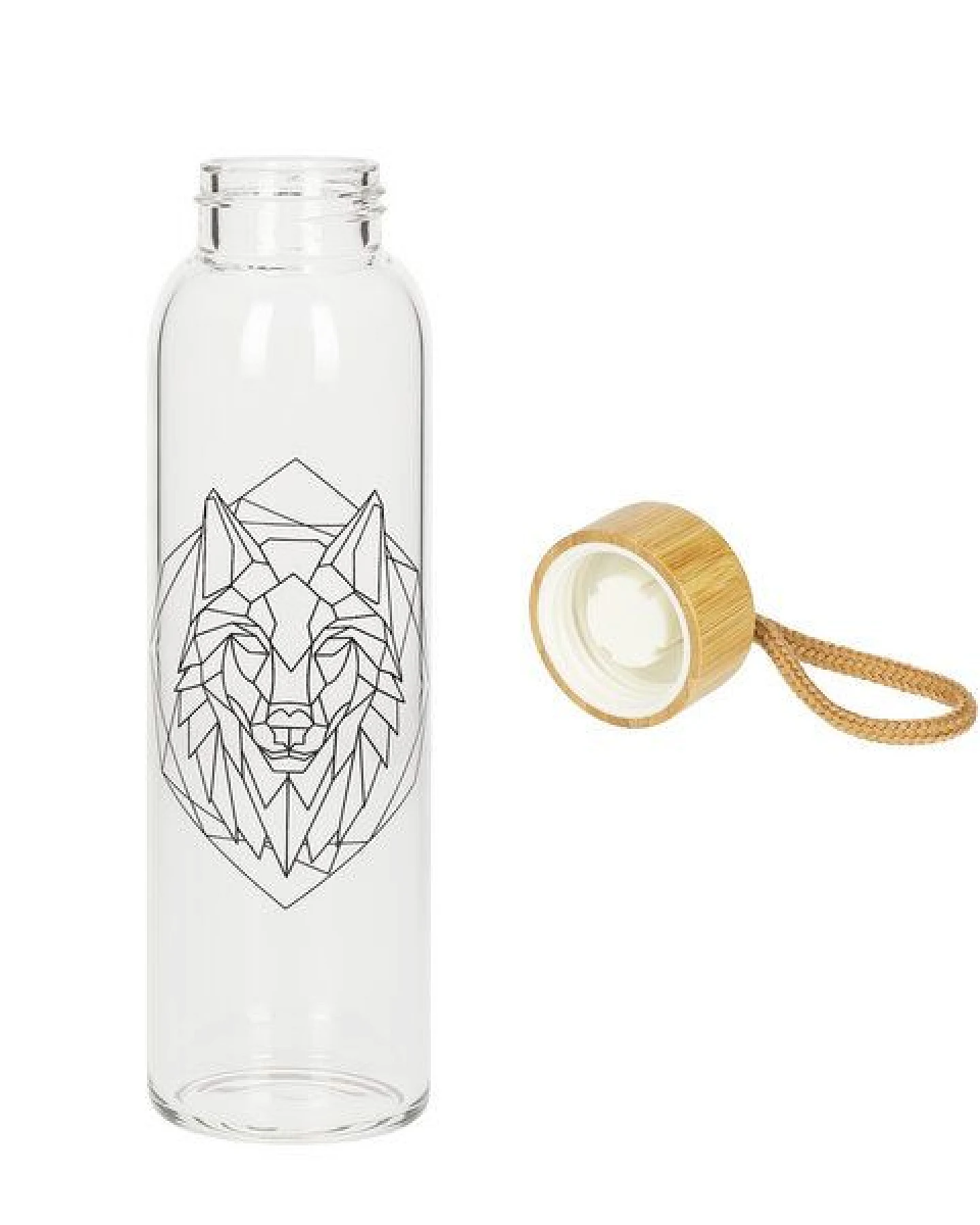 elasto Glasflasche 550 ml mit Bambusdeckel - Trinkflasche mit Schutzhülle – Ansicht 2