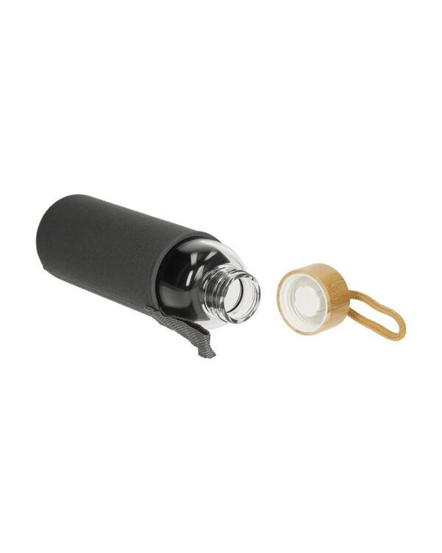 elasto Glasflasche 550 ml mit Bambusdeckel - Trinkflasche mit Schutzhülle – Ansicht 3