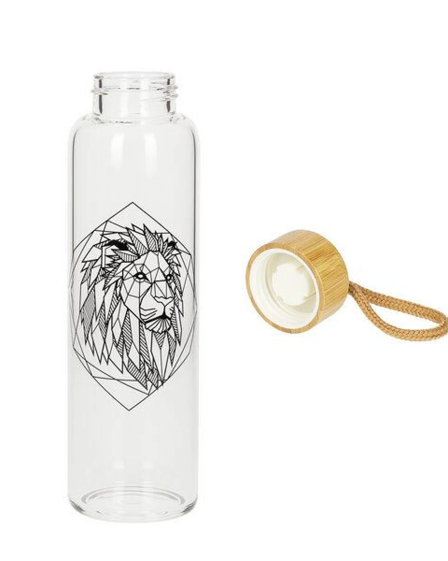 elasto Glasflasche 550 ml mit Bambusdeckel - Trinkflasche mit Schutzhülle – Ansicht 2
