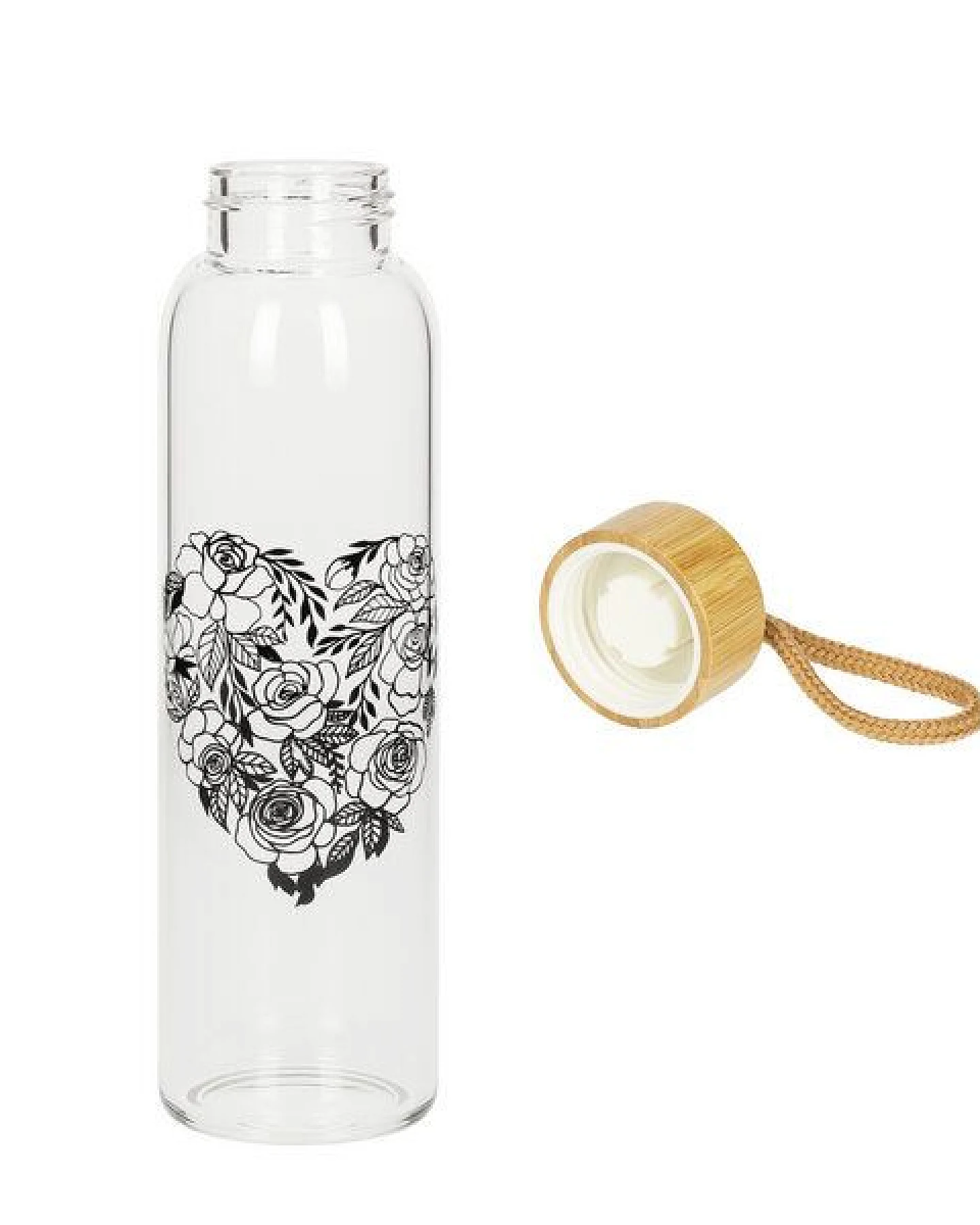 elasto Glasflasche 550 ml mit Bambusdeckel - Trinkflasche mit Schutzhülle – Ansicht 2