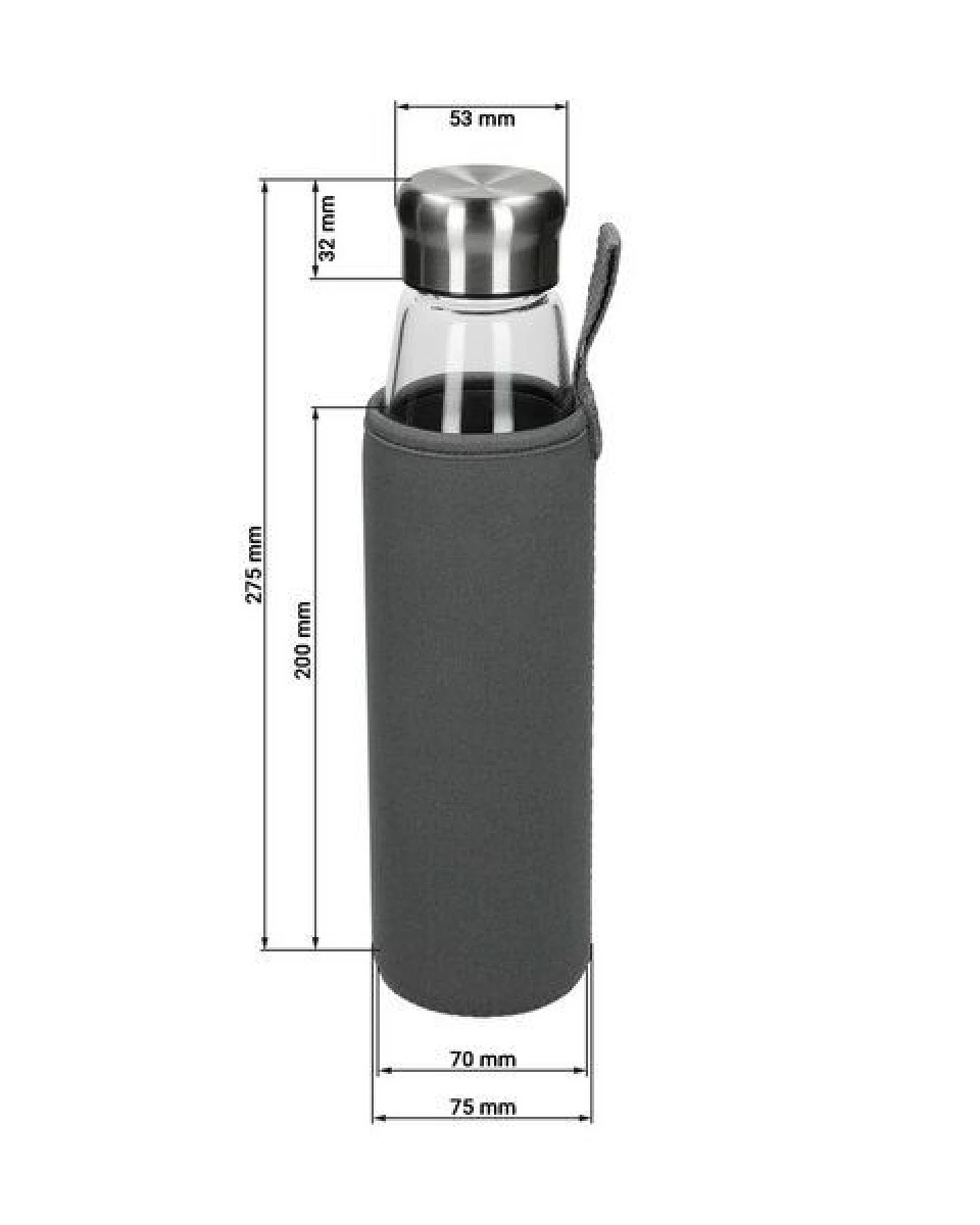 elasto Glasflasche mit Hülle "Life" - Wasserflasche mit Edelstahlverschluss – Ansicht 4