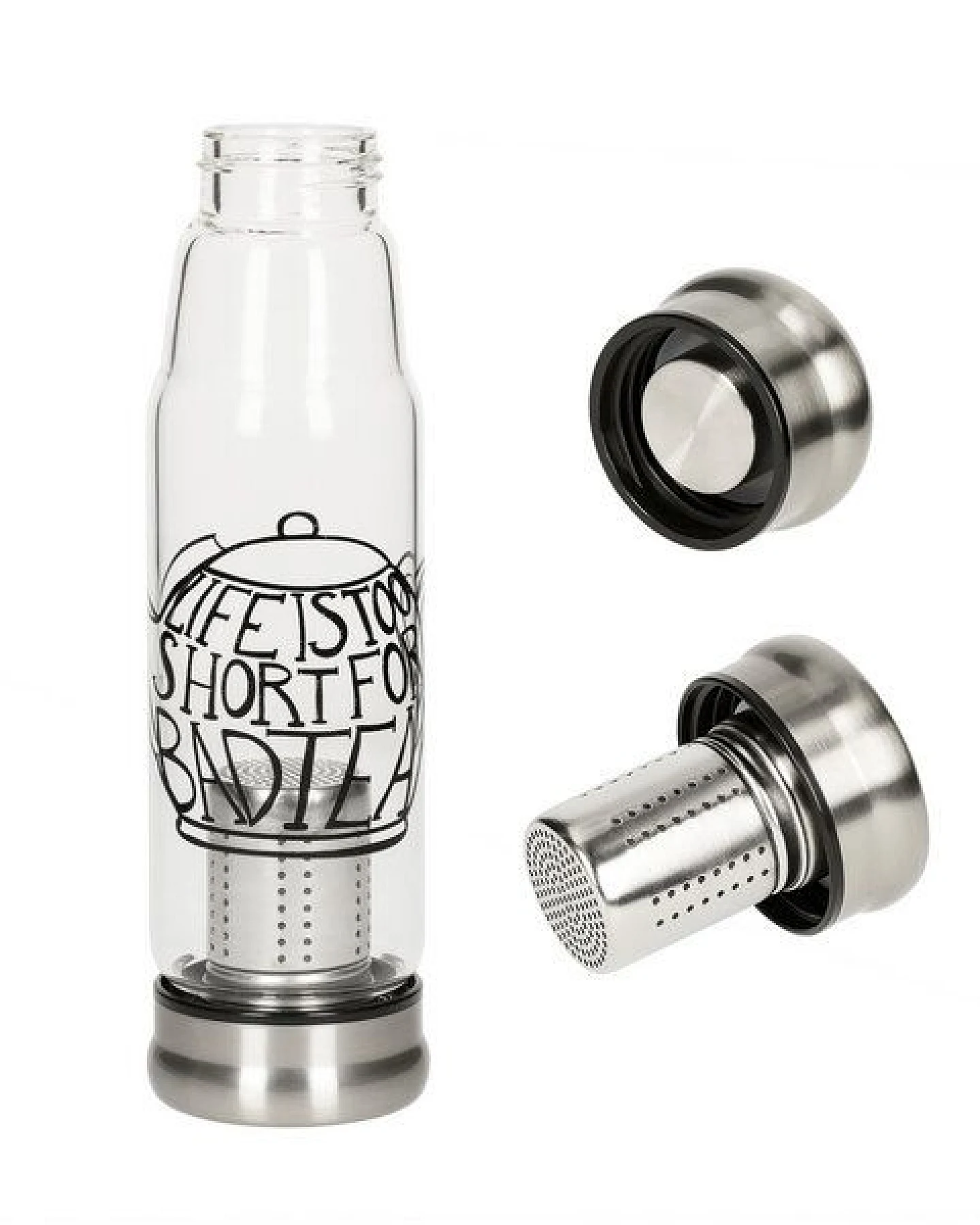 elasto Glasflasche mit Teeeinsatz - Neoprenhülle und Motiv 0,5 l – Ansicht 3