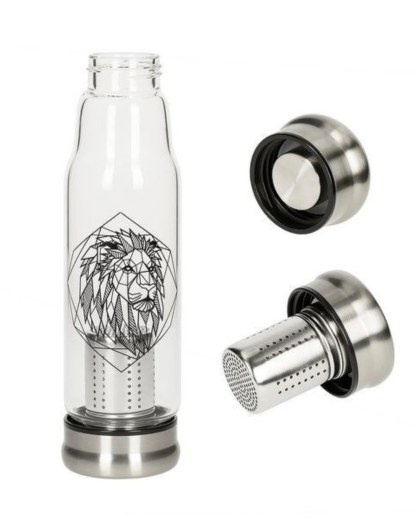 elasto Glasflasche mit Teeeinsatz - Neoprenhülle und Motiv 0,5 l – Ansicht 3
