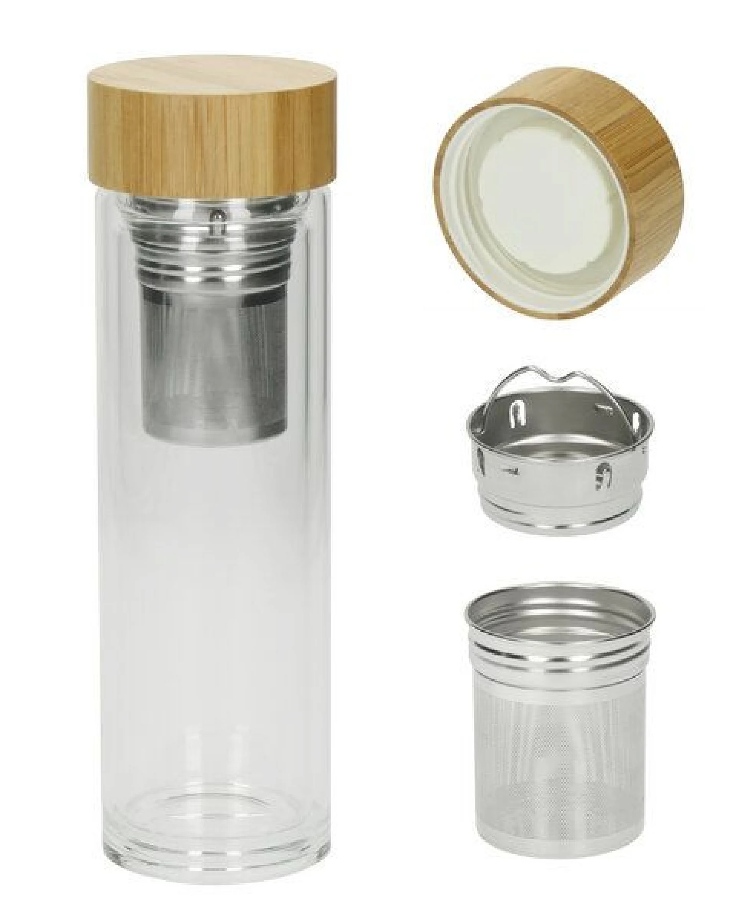 elasto Glasflasche mit Teeeinsatz - dekorativer Deckel 0,45 l – Ansicht 2