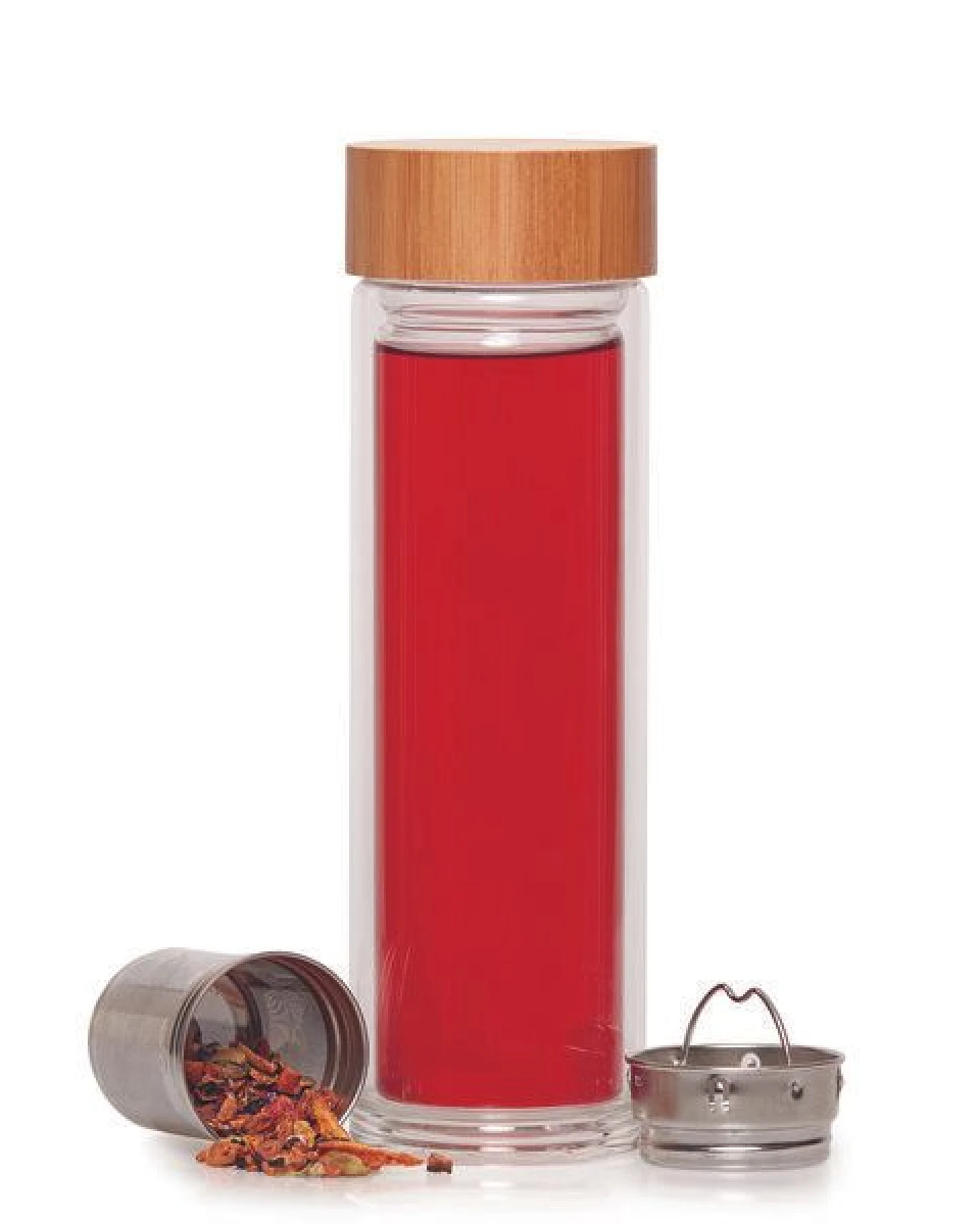 elasto Glasflasche mit Teeeinsatz - dekorativer Deckel 0,45 l – Ansicht 4