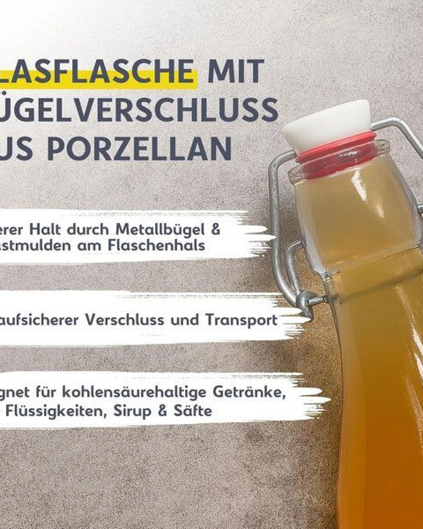 mikken XXL Glasflasche mit Bügelverschluss 2000 ml – Ansicht 3
