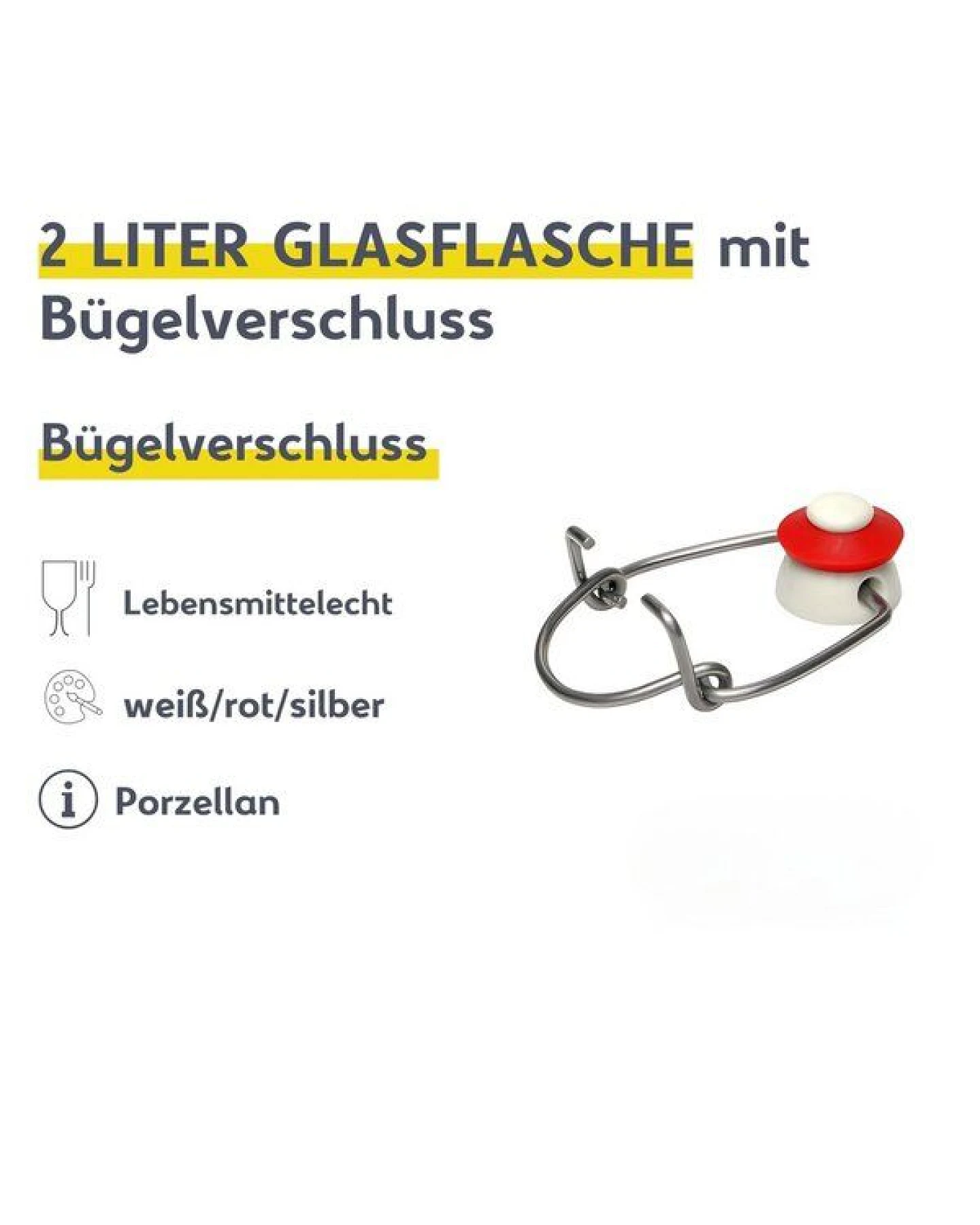 mikken XXL Glasflasche mit Bügelverschluss 2000 ml – Ansicht 4
