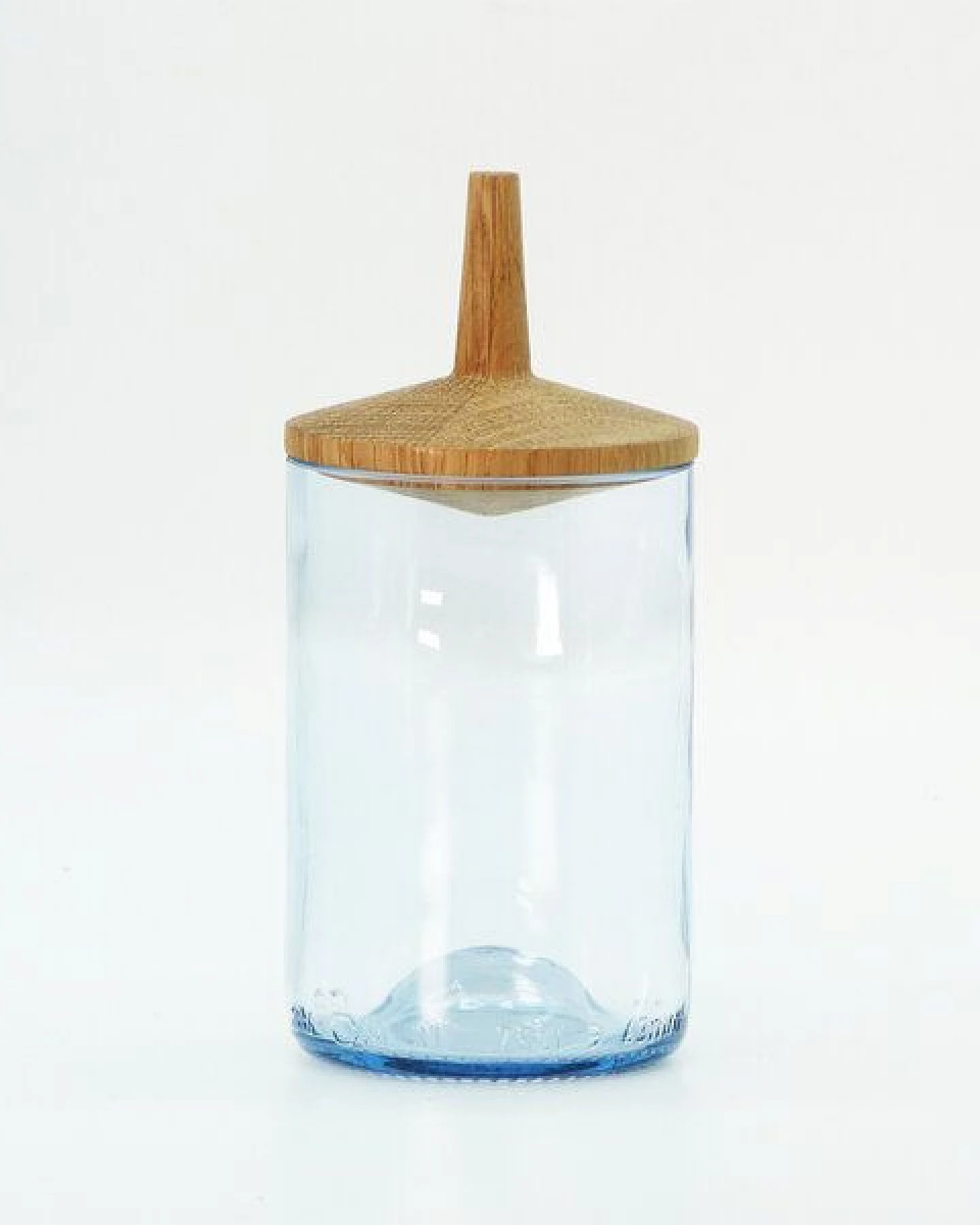nest-gestaltung Blaues Recyclingglas mit Kreisel-Holzdeckel – Ansicht 2