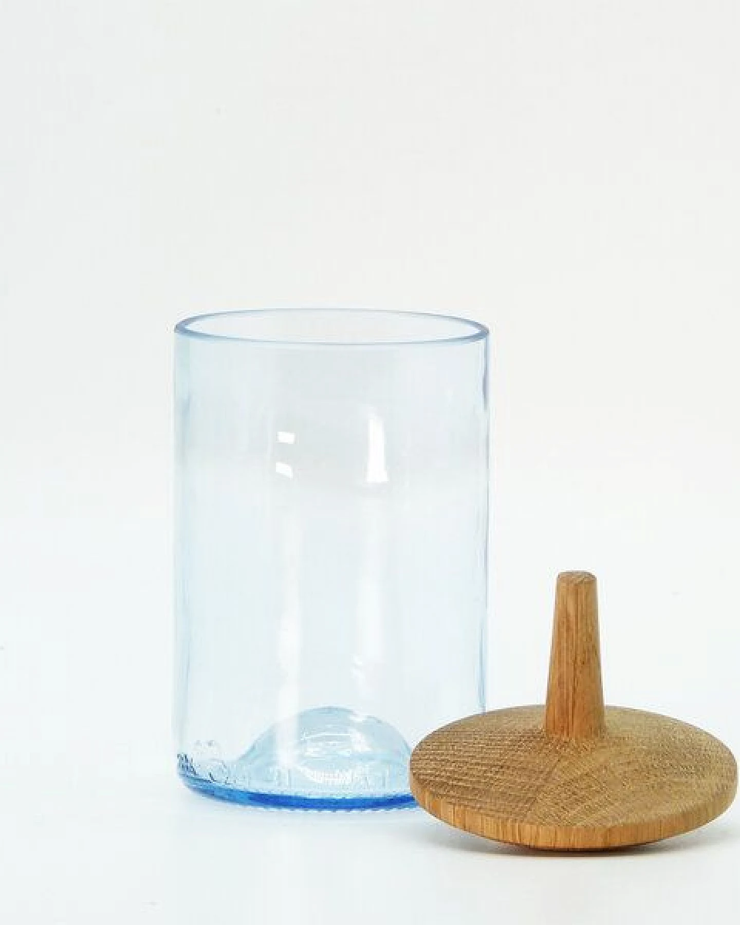 nest-gestaltung Blaues Recyclingglas mit Kreisel-Holzdeckel – Ansicht 4