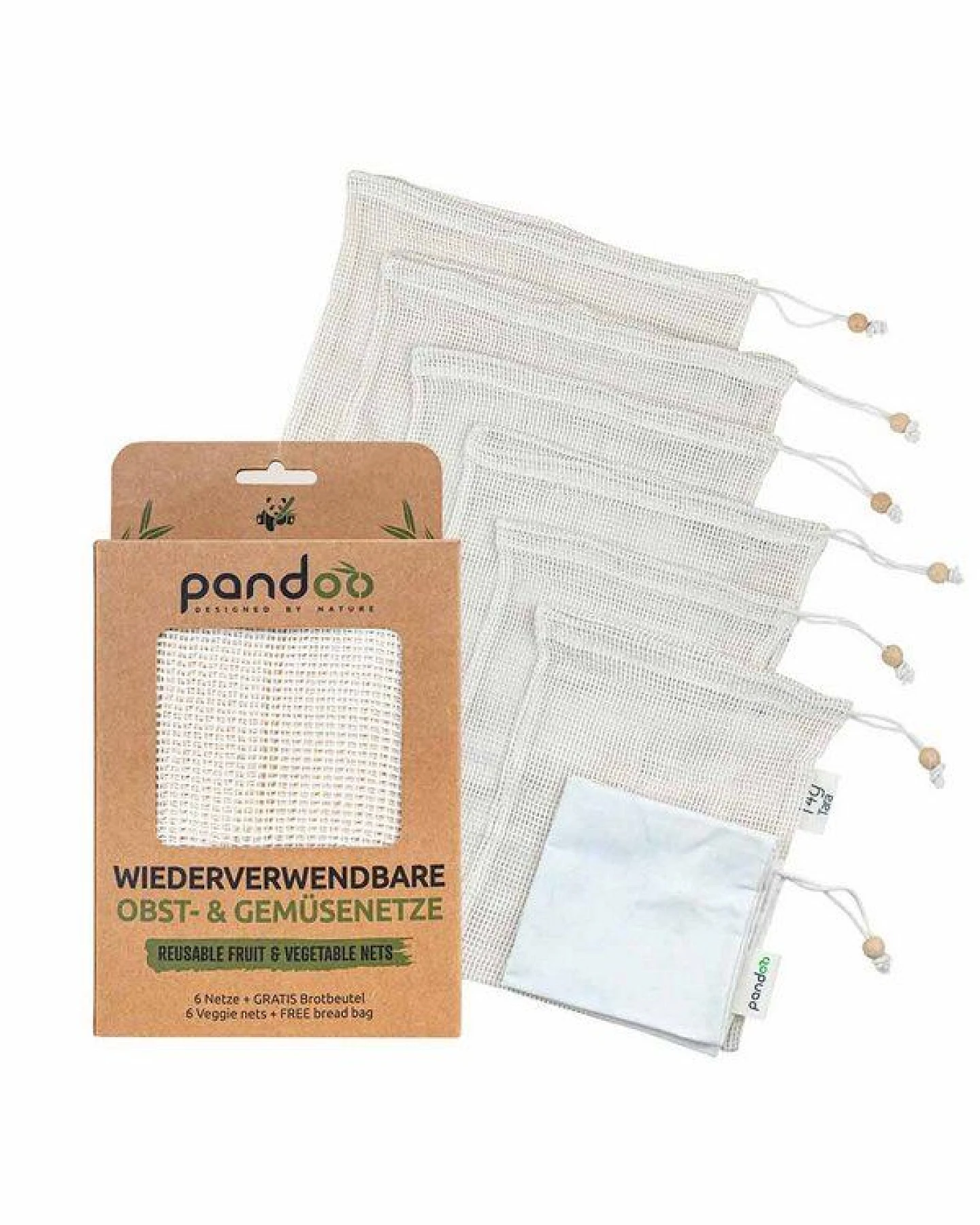 pandoo Gemüsenetze aus Bio-Baumwolle im 3er- oder 6er-Set – Ansicht 4