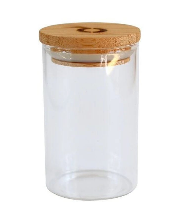 pandoo Gewürzglas aus hochwertigem Borosilikatglas mit Bambusdeckel