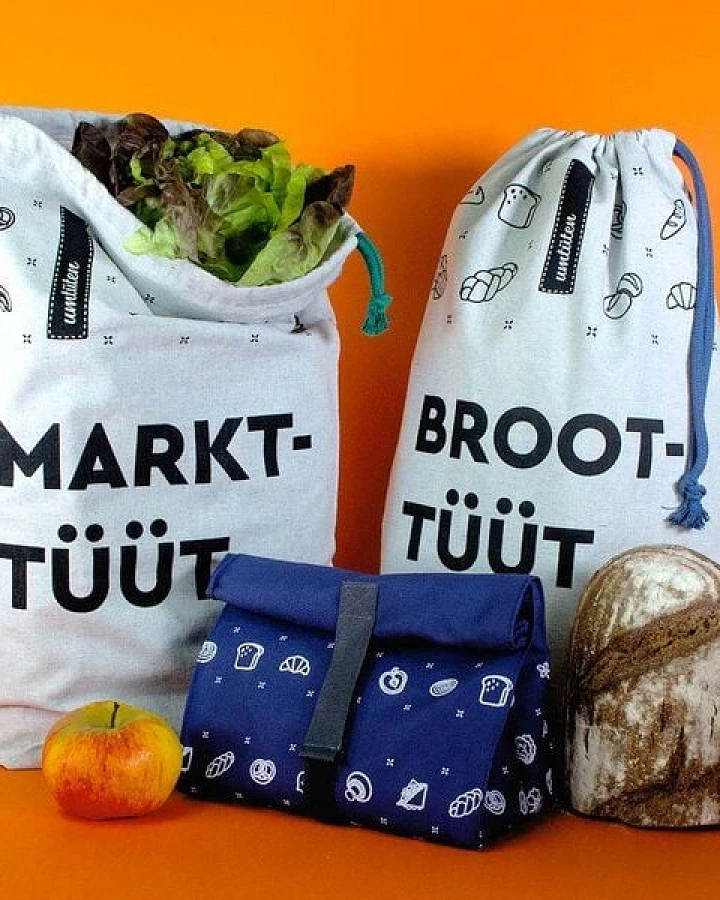 umtüten Beutel Paket: Brotbeutel, Gemüsebeutel & Snack Beutel / recycelte Bio Baumwolle
