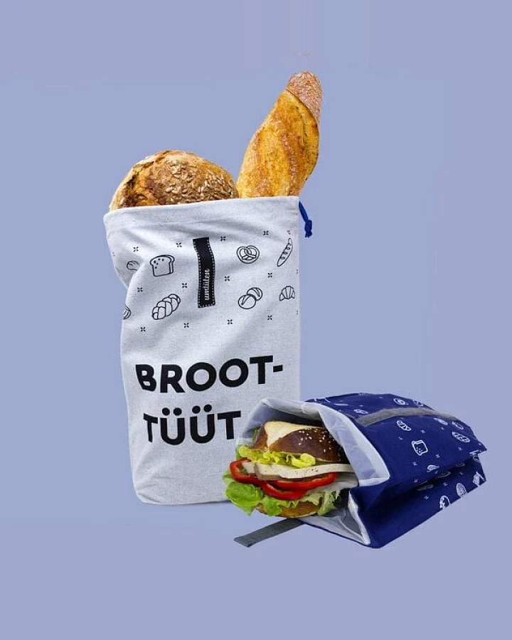 umtüten Beutel Set: Brotbeutel & Snack Beutel / Inlay plastikfrei / hält natürlich frisch / recycelte Bio Baumwolle