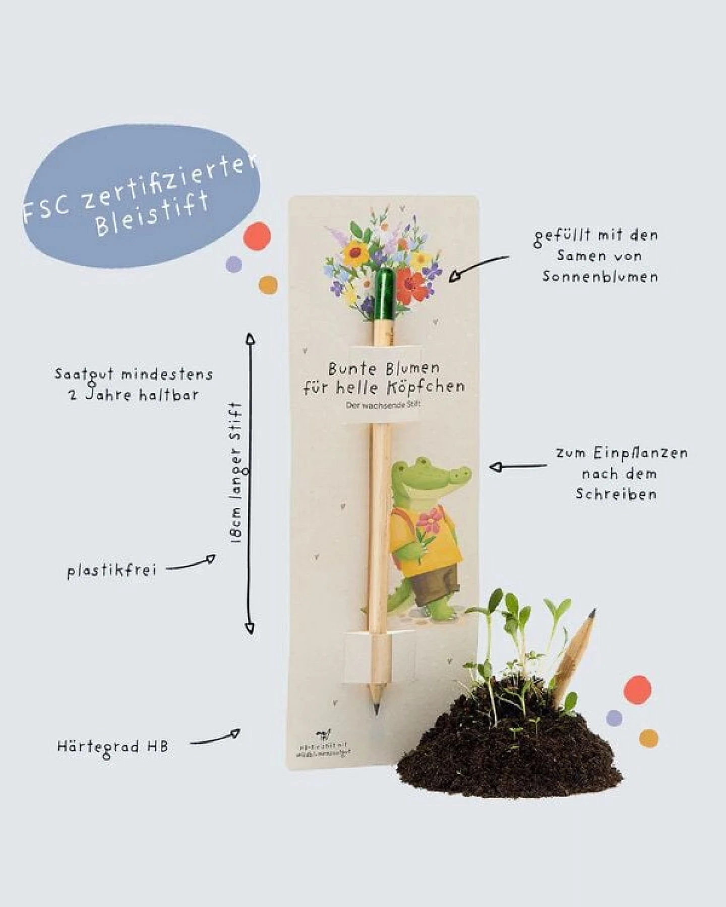 Die Stadtgärtner Bleistift mit Samenkapsel & Wildblumen-Saatgut – Ansicht 3
