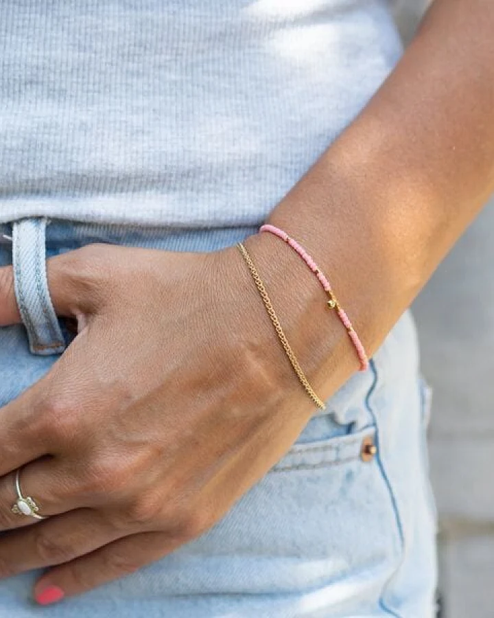 juni Armband Set - Perlenarmband mit Goldarmband - hergestellt in Deutschland aus recyceltem Gold und Silber