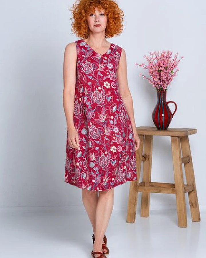Heidekönigin Leinenkleid o. Ärmel