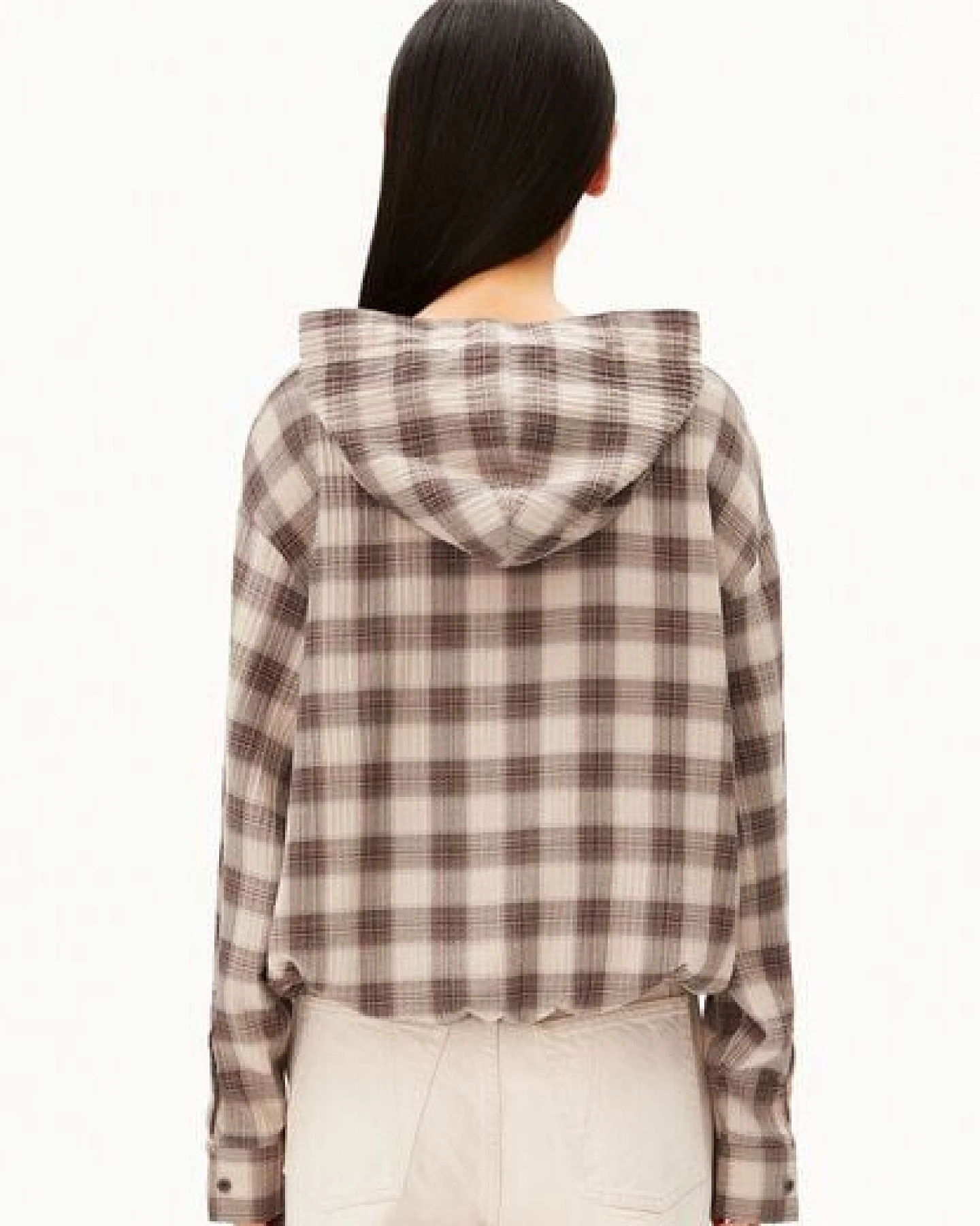 ARMEDANGELS CHECK HOODED Damen Bluse aus Bio-Baumwoll Mix – Ansicht 2