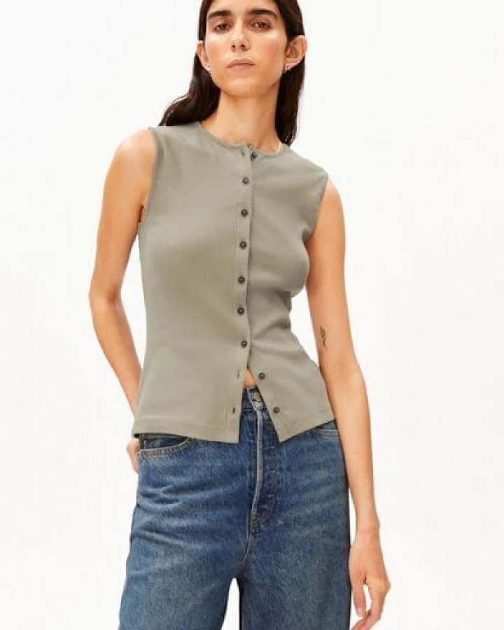 ARMEDANGELS RIB BUTTON Damen Top aus Bio-Baumwoll Mix